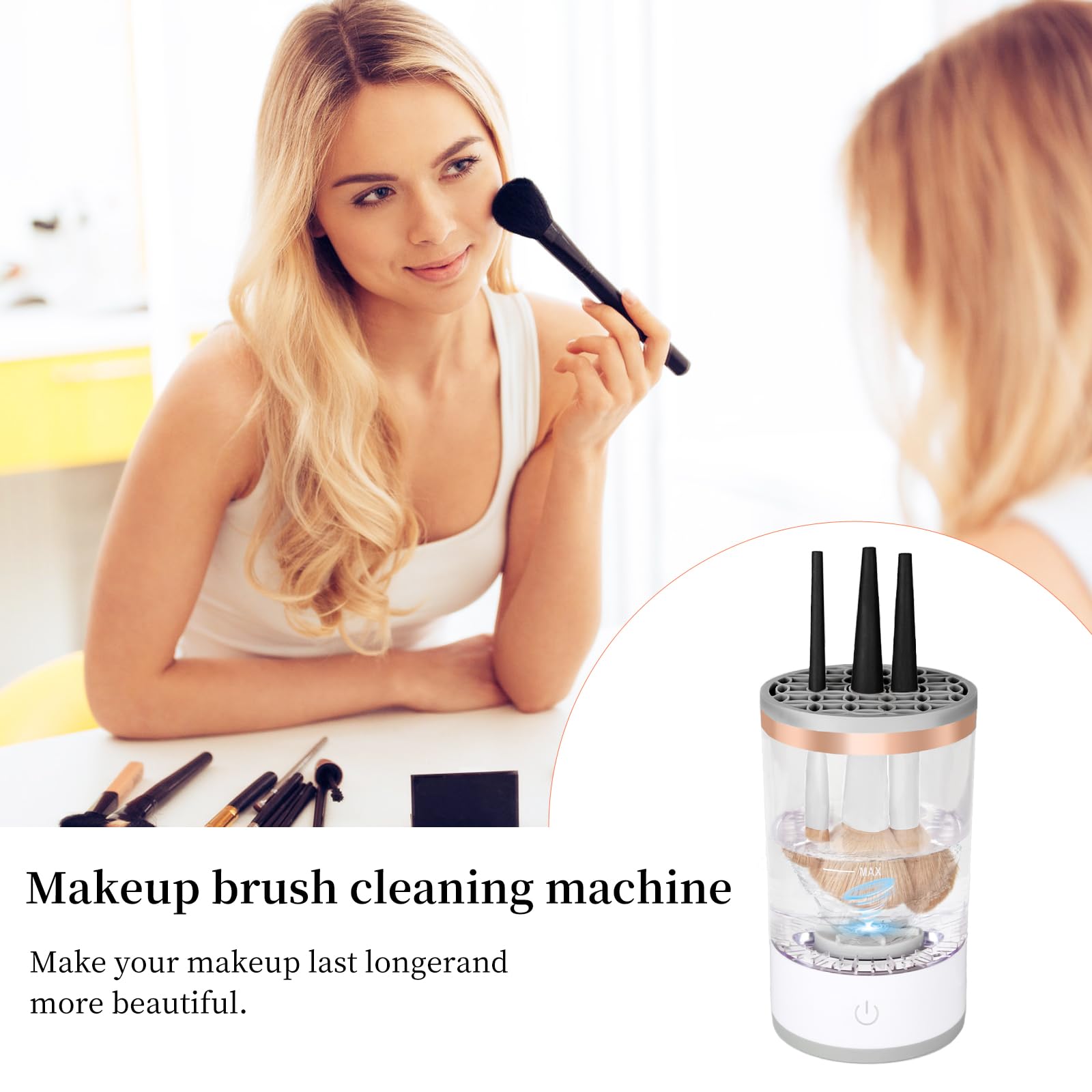 Automatic Electric Makeup Brush Cleaner - Multi-Functional, Energy Saving Makeup Tool for Quick & Efficient Cleaning (White) | Perfect for Home, Salon & Travel Use