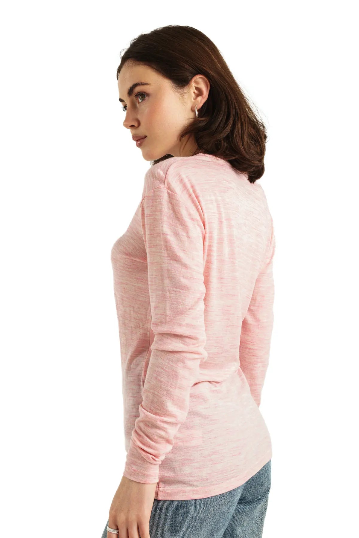 Women's Merino Wool Long Sleeve Thermal Shirt - Soft 165 Pink Heather Base Layer for Hiking, Skiing & Winter Outdoor Activities