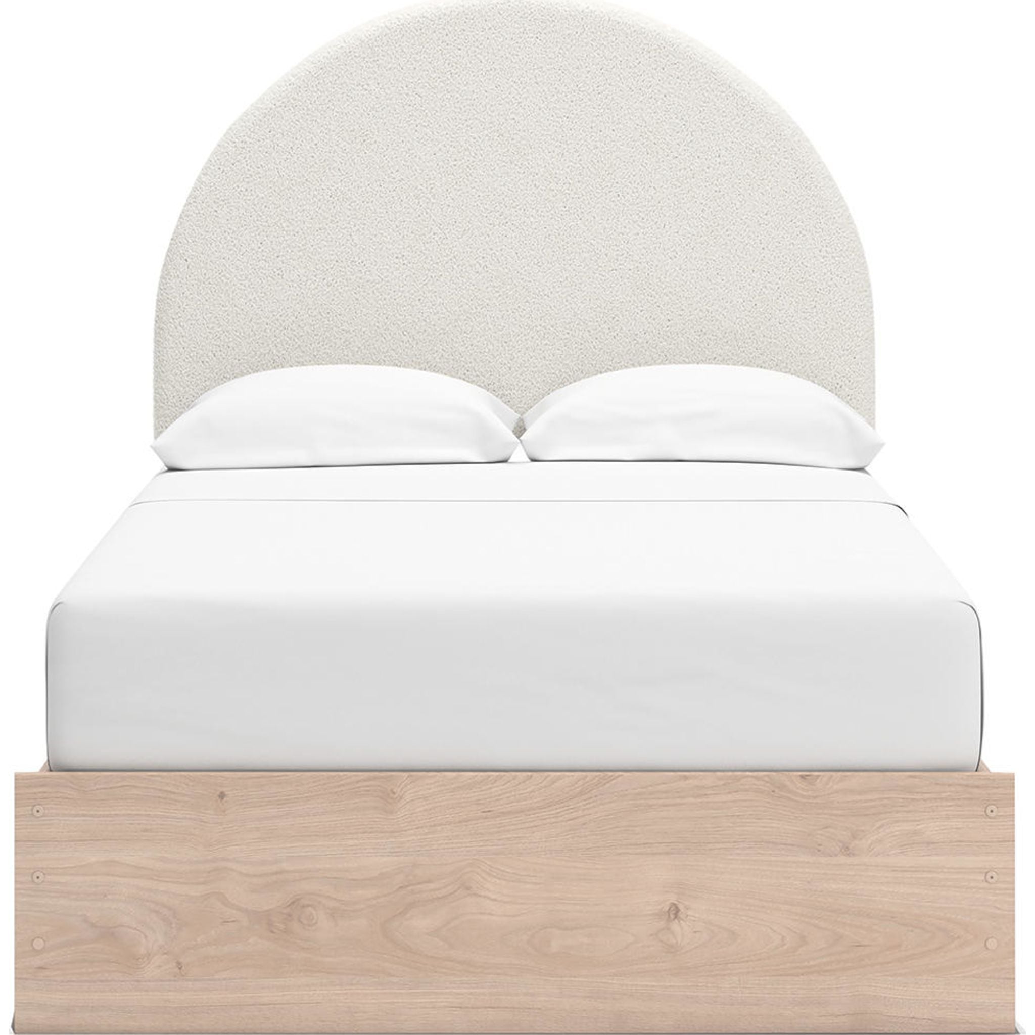 Arloster Modern Platform Bed Frame - Queen Size, Tan & White Wooden Slat Support - Perfect for Bedroom, Guest Room, or Studio Apartment