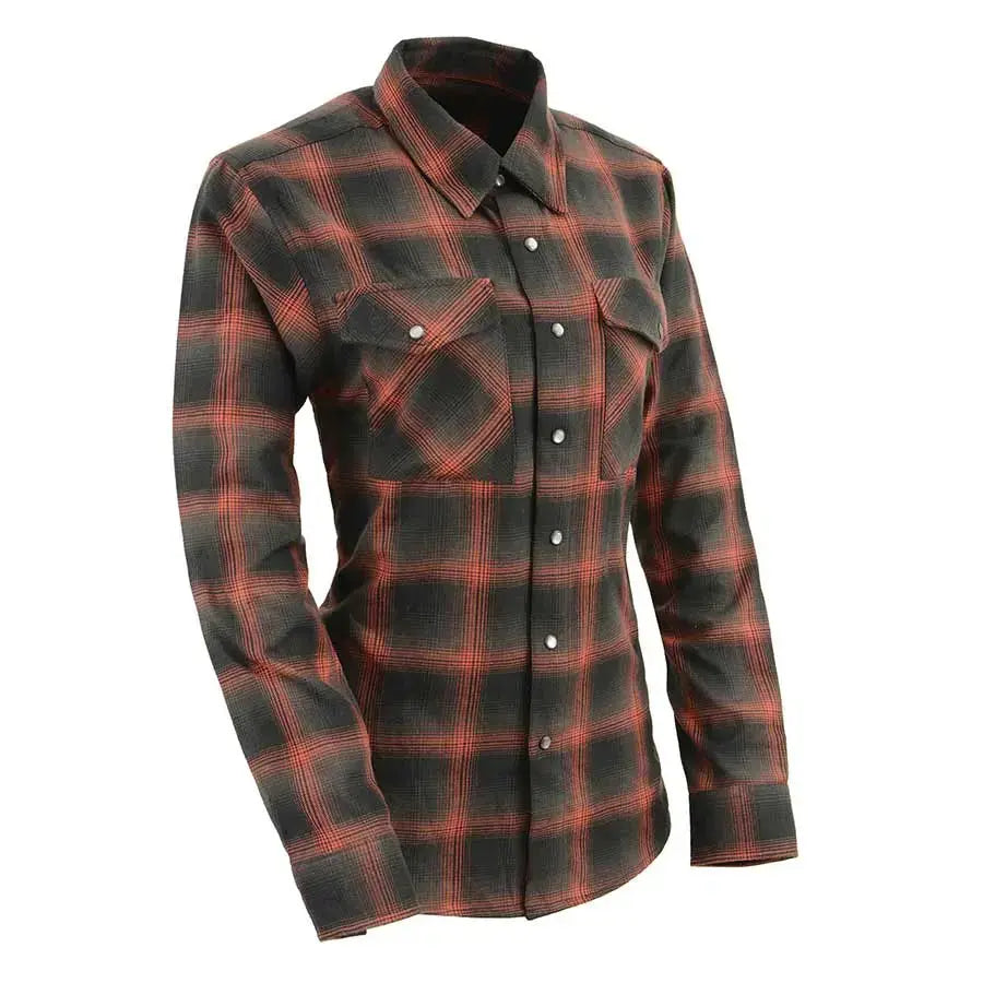 Milwaukee Leather Women's Armored Plaid Snap Shirt | Motorcycle Riding Jacket | Perfect for Biking & Outdoor Adventures