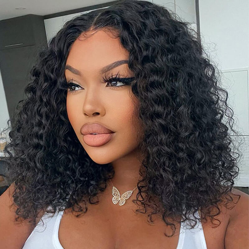 Buy 2 Human Hair Wigs for $139 | Dak Blue 13x4 Lace Frontal Bob Wig + Free 4x4 Glueless Curly Bob Wig | Perfect for Daily Wear, Cosplay & Special Occasions