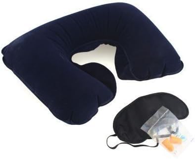 Comfortable Travel Neck Pillow with Adjustable Eye Mask & Soft Ear Plugs - Perfect for Airplane, Car & Office Naps