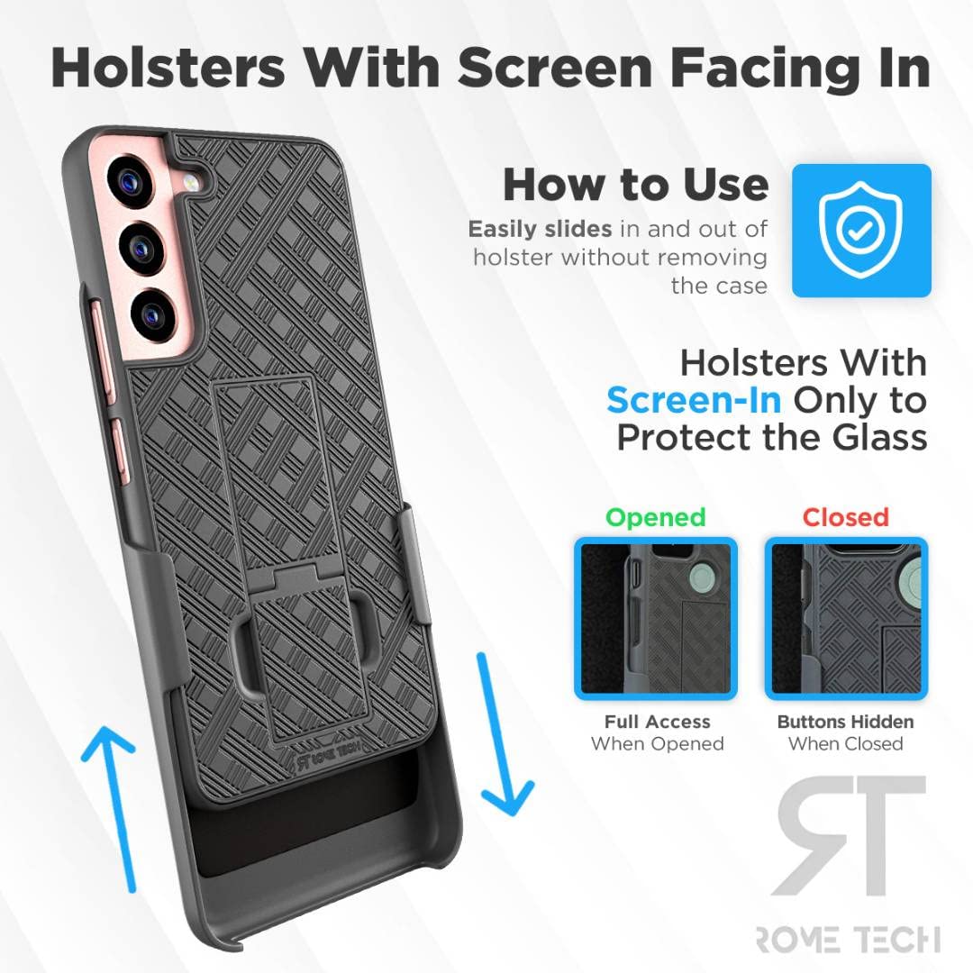 Samsung Galaxy S22 Case with Belt Clip Holster & Kickstand - Slim Protective Cover for Galaxy S22 (Black) - Perfect for Outdoor Activities, Work & Everyday Use