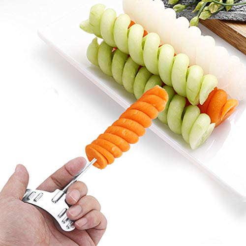 2Pcs Stainless Steel Vegetable Spiralizer - Manual Spiral Cutter for Fruits & Vegetables, Perfect for Potato, Carrot, Cucumber Slicing - Ideal for Healthy Meals, Salad Prep & Garnishing