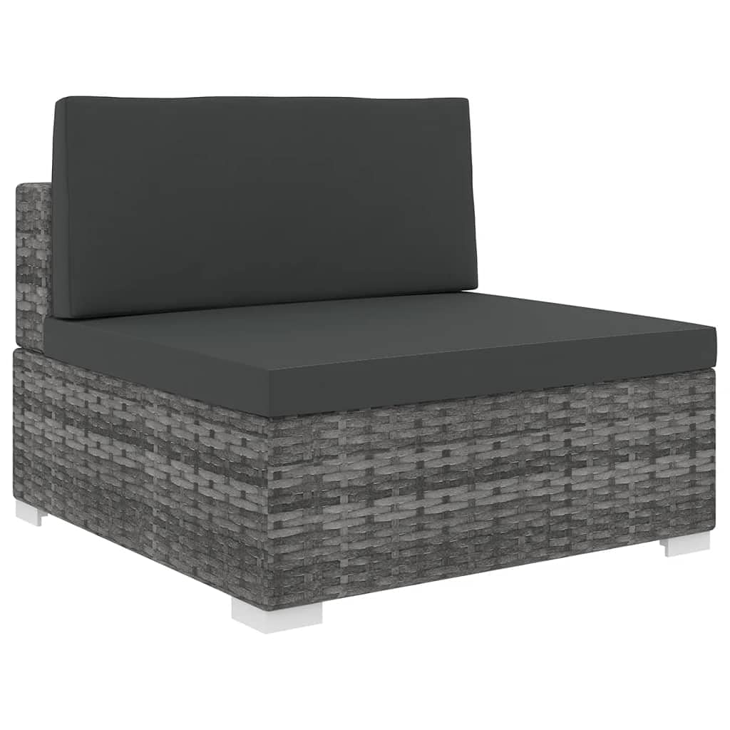 Beyamis Gray Poly Rattan Sectional Sofa with Cushions - Perfect for Patio, Garden, and Outdoor Lounge Areas