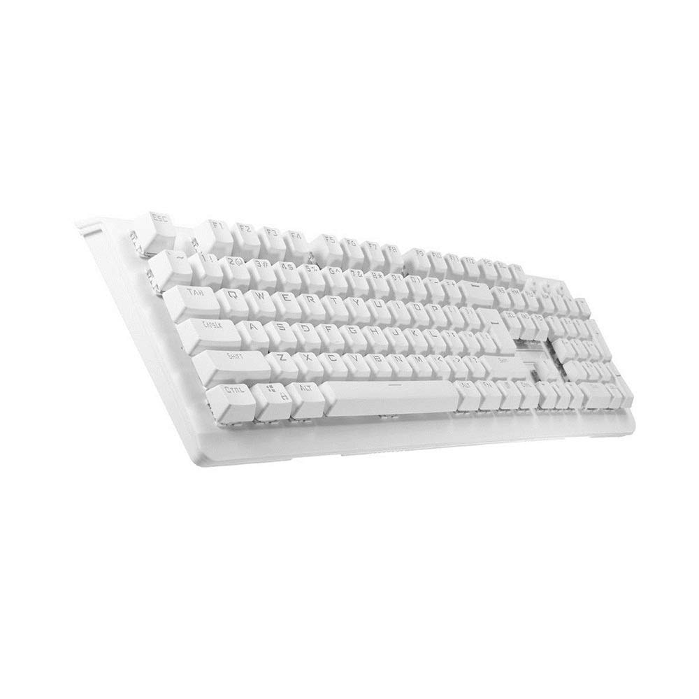 104-Key Blue Switch Mechanical Gaming Keyboard with LED Backlight & Waterproof Design - USB Wired Compact Keyboard for PC Gamers (White) - Perfect for Esports, Streaming & Office Work