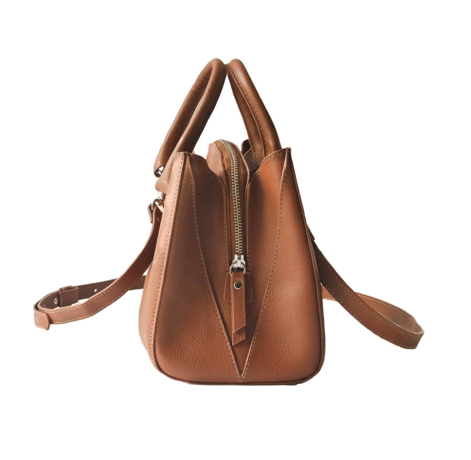 Emma Leather Satchel - Small Crossbody Bag for Women, Genuine Tan Leather Purse with Zipper Pocket, Handmade Shoulder Bag - Perfect for Work, Travel & Everyday Use