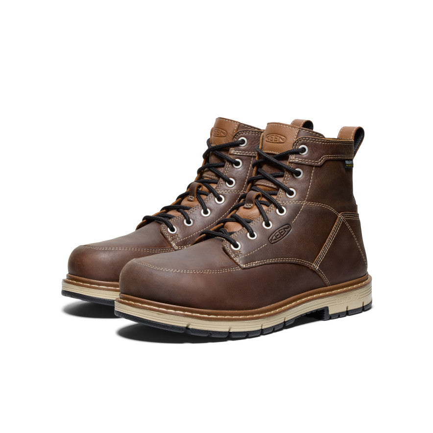Men's San Jose 6 Waterproof 90° Heel Work Boot with Aluminum Toe - Bison/Black - Durable Safety Boots for Construction & Outdoor Work