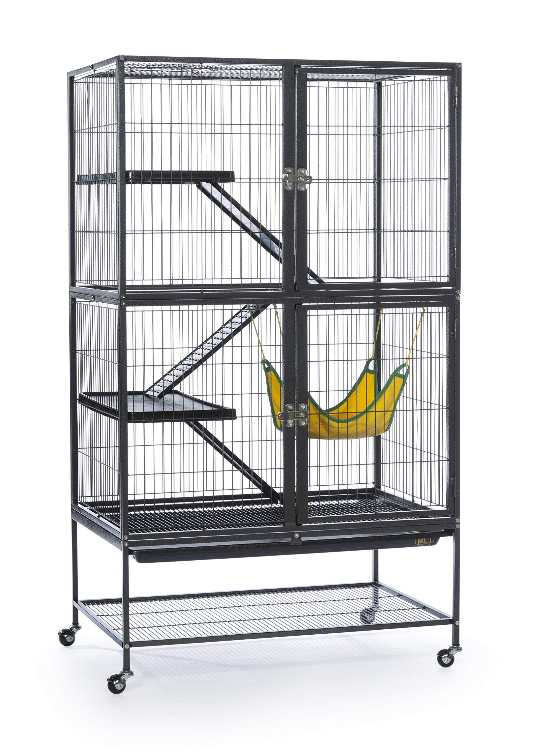 Prevue Pet Products 485 Feisty Ferret Cage with Stand - Black Hammertone Finish for Small Animals - Perfect for Ferrets, Chinchillas & Small Pets at Home or Vet Clinics