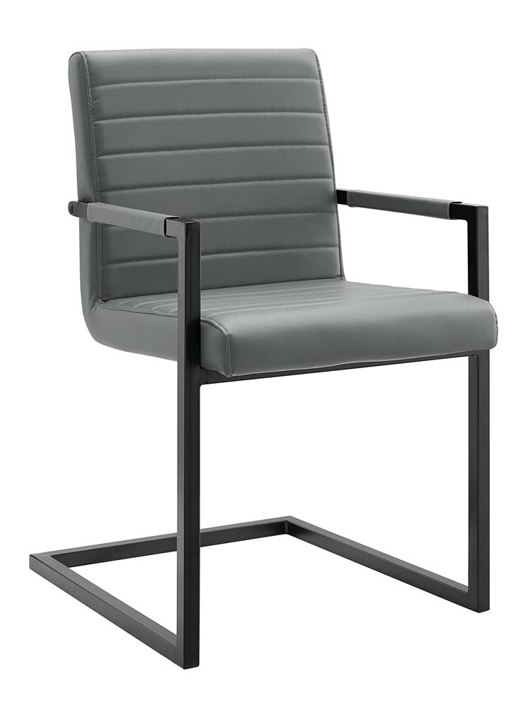 Modway Savoy Vegan Leather Dining Chairs Set of 2 - Gray Modern Upholstered Kitchen Chairs for Dining Room, Breakfast Nook & Small Space