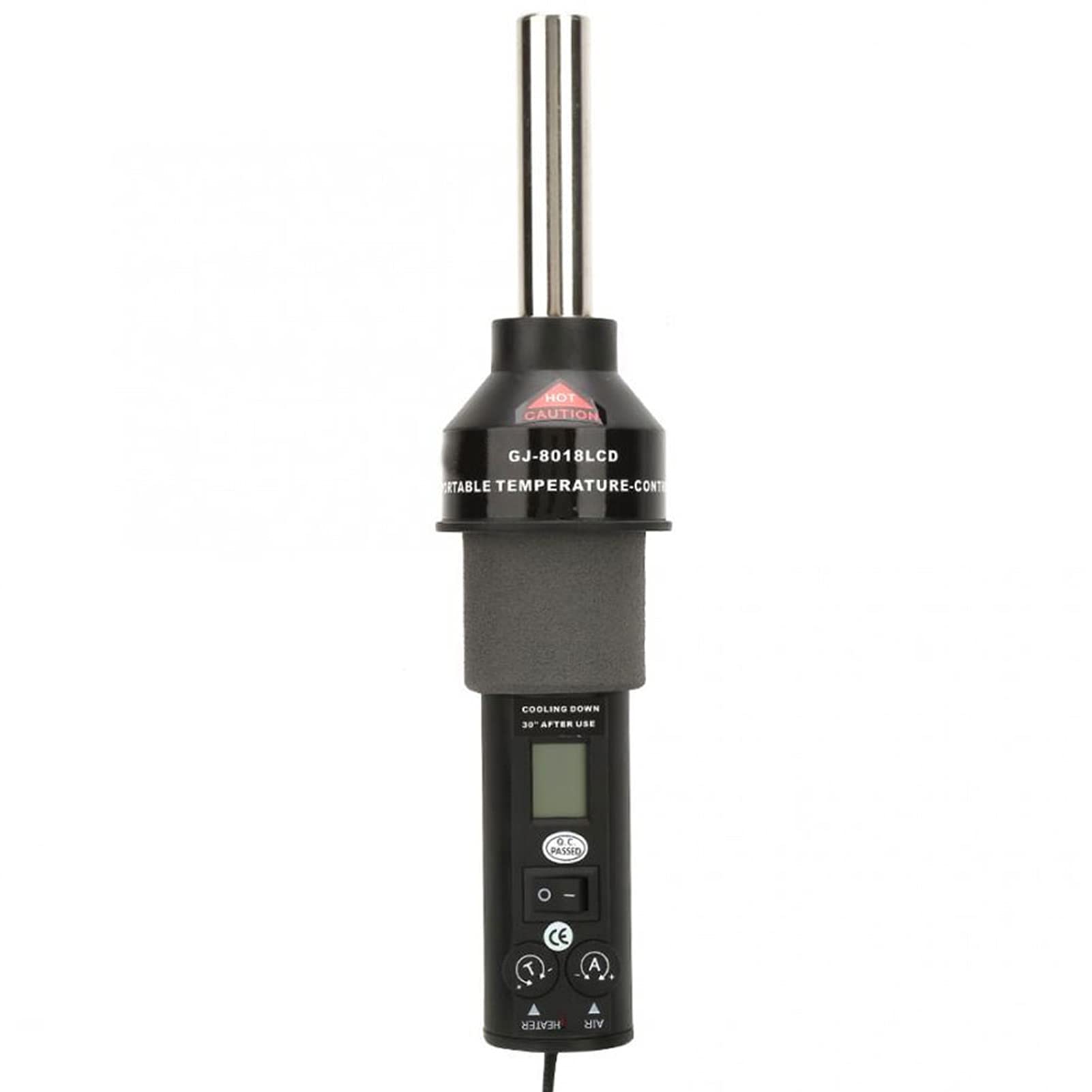 ViaGasaFamido Mini Heat Gun 110V 450W - Portable LCD Adjustable Hot Air Gun for Soldering, Desoldering & Heat Shrink - Includes 4 Nozzles & Bracket - Perfect for Electronics Repair, Crafting & DIY Projects