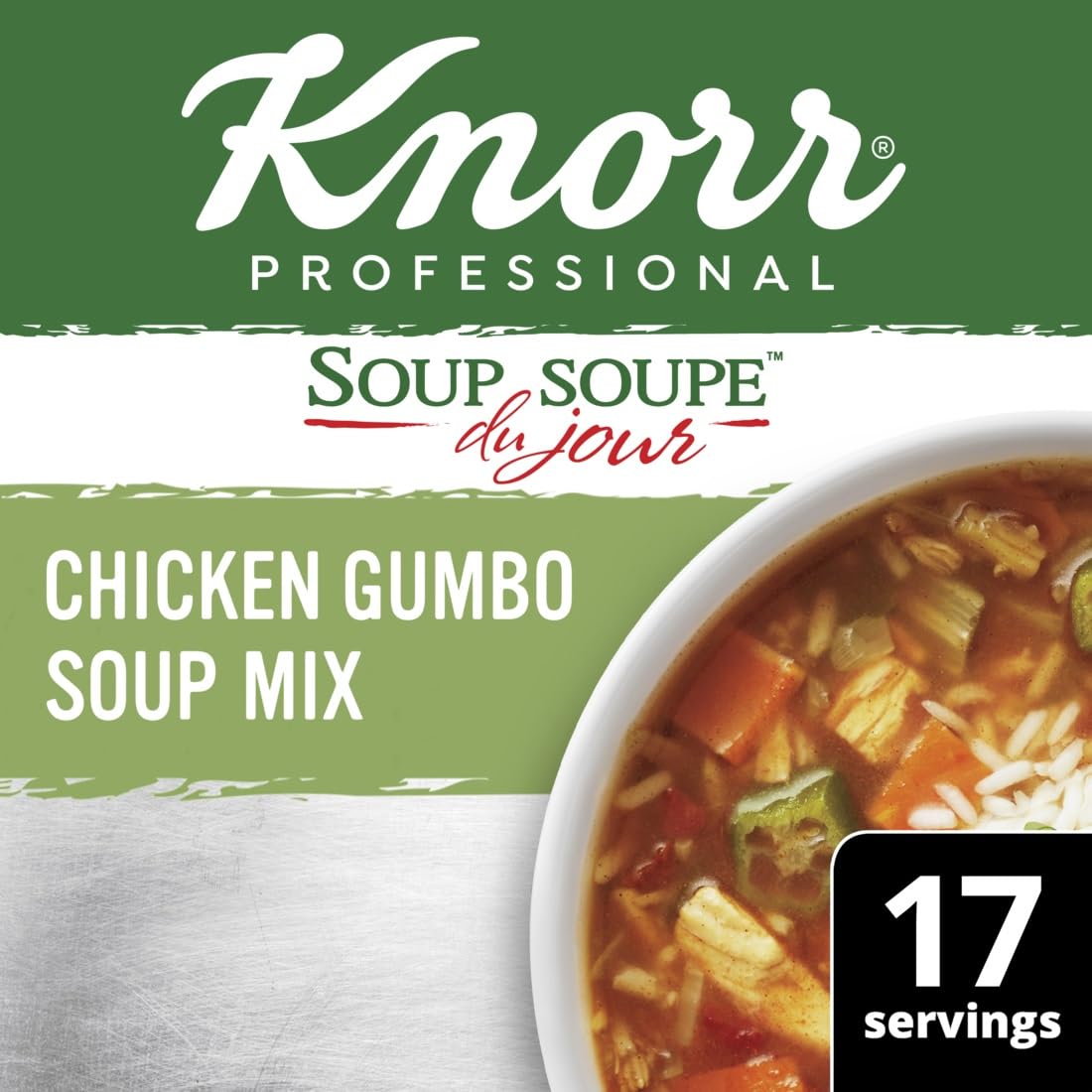Knorr Professional Soup du Jour Chicken Gumbo Soup Mix - No MSG Added, 0g Trans Fat, Just Add Water - 1.05lb (Pack of 4) | Quick & Easy Meal Solution for Restaurants, Catering & Home Cooking