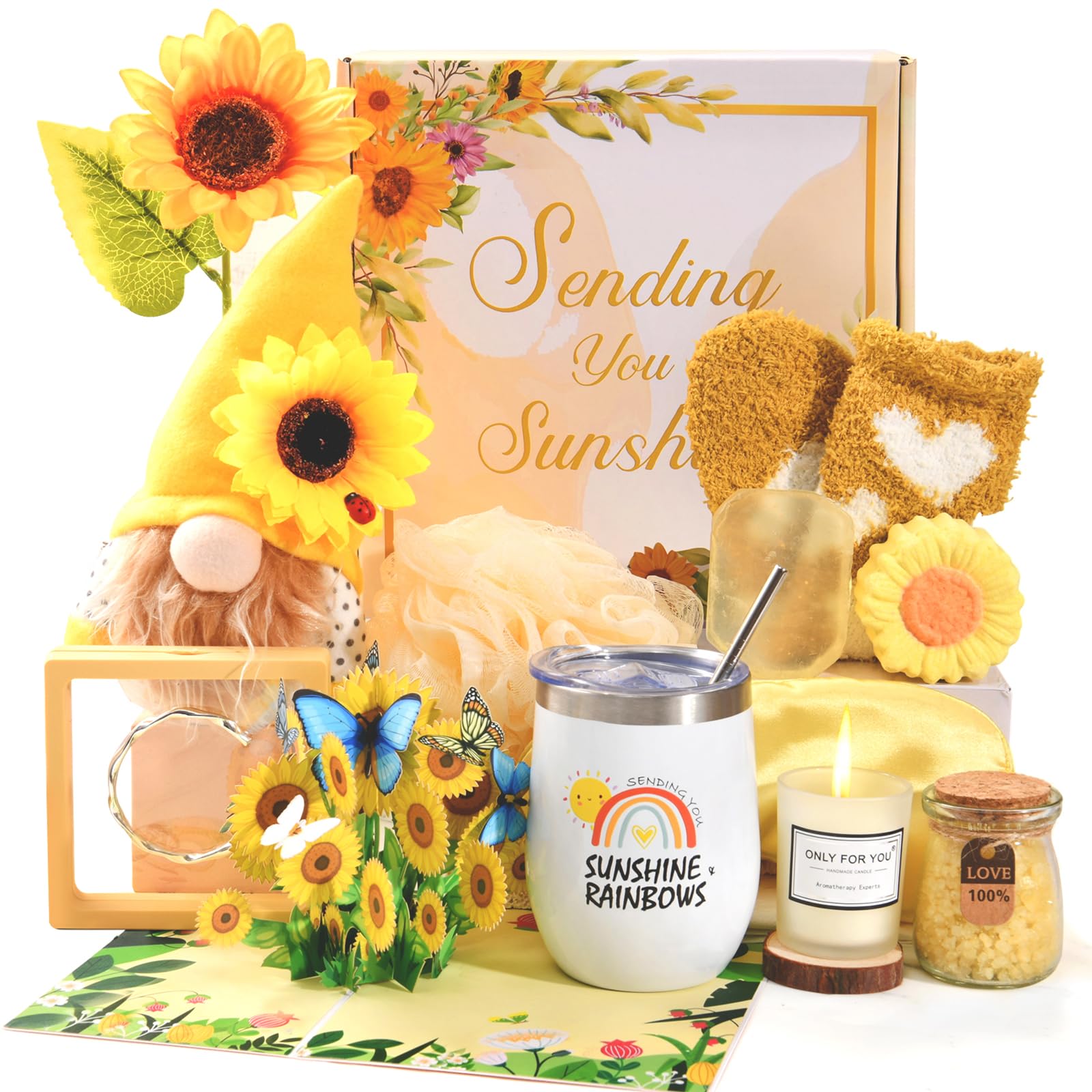Sunflower Gift Basket for Mom - Birthday, Christmas & Self Care Gifts for Women | Unique Present for Mom, Sister & Friends | Perfect for Home Decor, Spa Day & Special Occasions