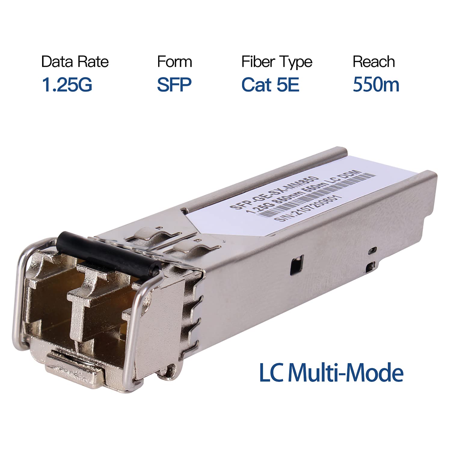 10Pack 1.25G 850nm Multimode SFP LC Transceiver Fiber Module - 550m 1000Base-SX LC MMF Compatible with Cisco GLC-SX-MMD, Fortinet, Ubiquiti UF-MM-1G, Mikrotik S-85DLC05D, Meraki MA-SFP-1GB-SX - Ideal for Data Centers, Enterprise Networks & High-Speed Fiber Optic Connections