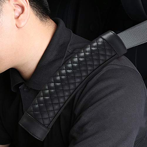 Premium Car Seat Belt Shoulder Pads - 1 Pair Soft Comfortable Shoulder Strap Covers for Safety & Warmth (Black) | Ideal for Long Drives, Road Trips & Daily Commutes