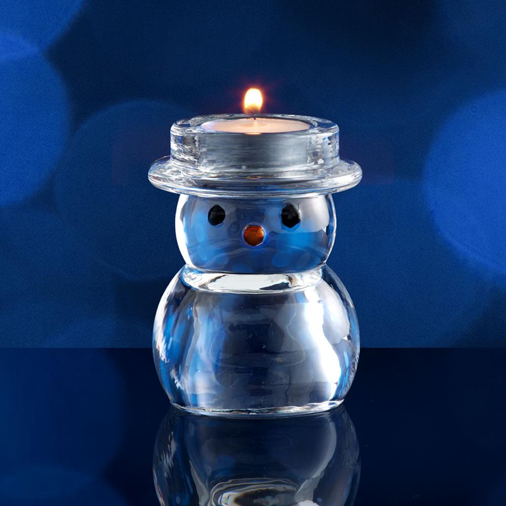 Rejoice Glass Snowman Tealight Holder - Christmas Decoration for Home, Party & Holiday Table Centerpiece - Perfect for Winter Decor, Candles & Festive Ambiance