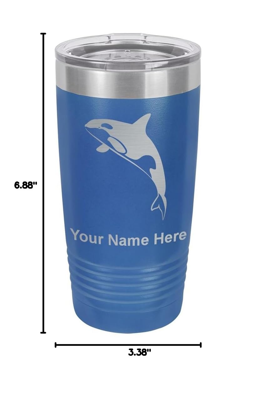 **LaserGram 20oz Vacuum Insulated Stainless Steel Tumbler Mug with Personalized Engraving - Killer Whale Design (Dark Blue) - Keeps Drinks Hot/Cold for Hours - Perfect for Office, Travel, Gym & Outdoor Adventures**