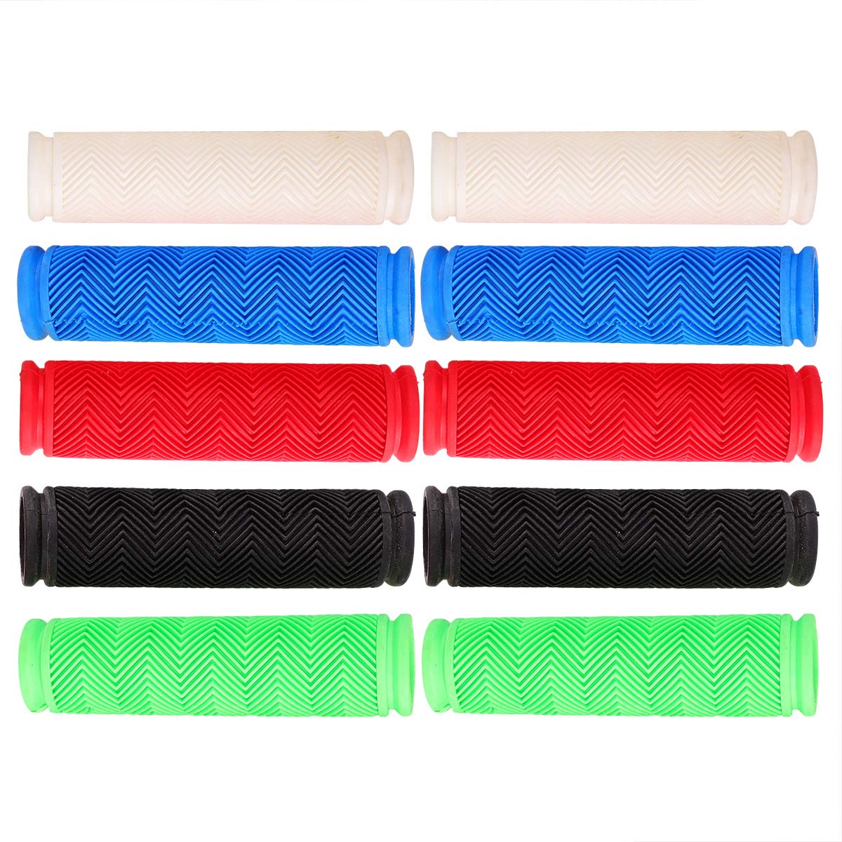 10PCS Non-Slip Rubber Bicycle Handlebar Grips - Comfortable Bike Handle Covers for Road & Mountain Bikes (Black, Blue, Green, Red, White) | Perfect for Cycling, Commuting & Outdoor Adventures