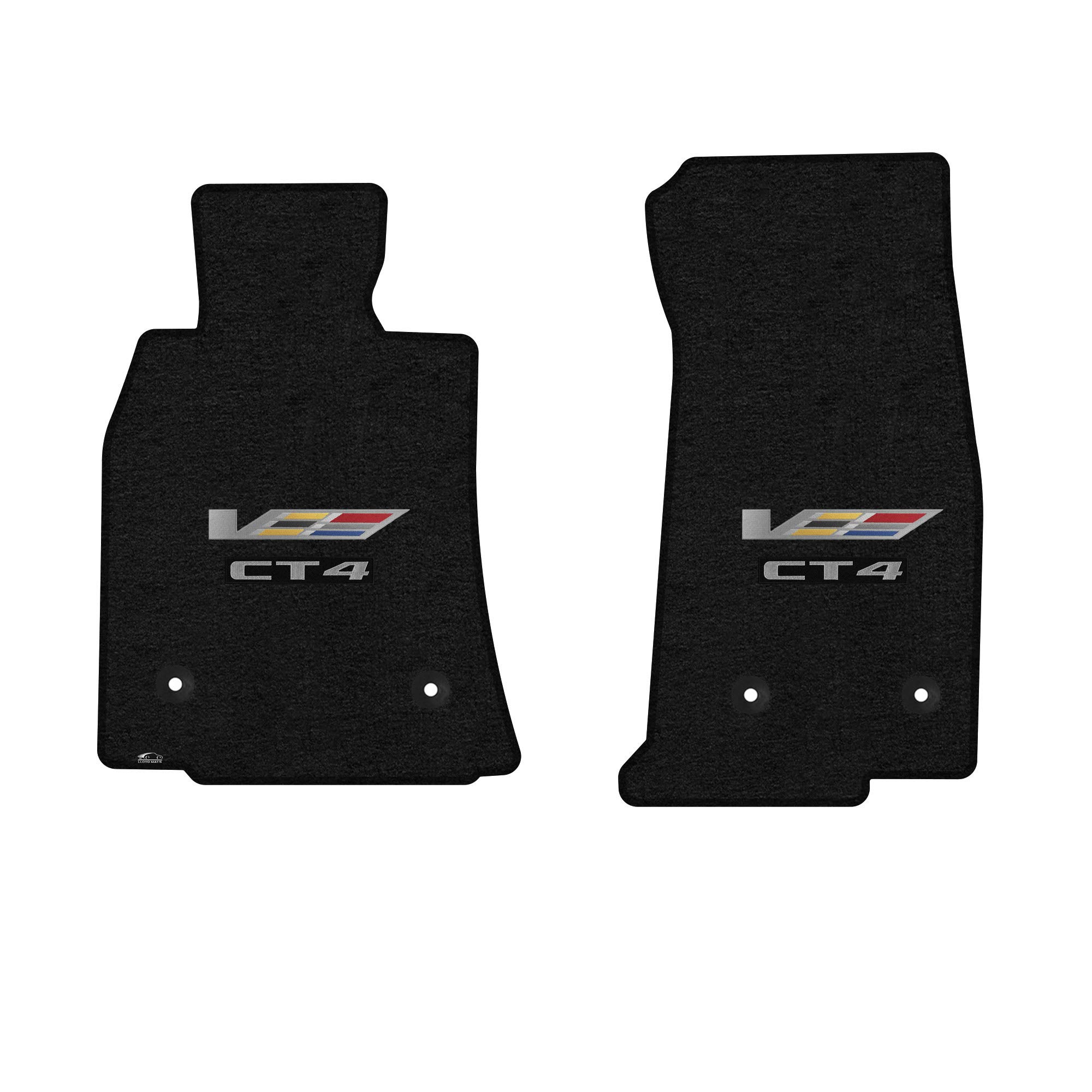 Premium Custom-Fit Carpeted Floor Mats for Cadillac CT4 2020-2024 - Luxury Car Floor Liners with Double Logo (CT4 + V) - Charcoal Color - Perfect for Daily Commuting & Road Trips