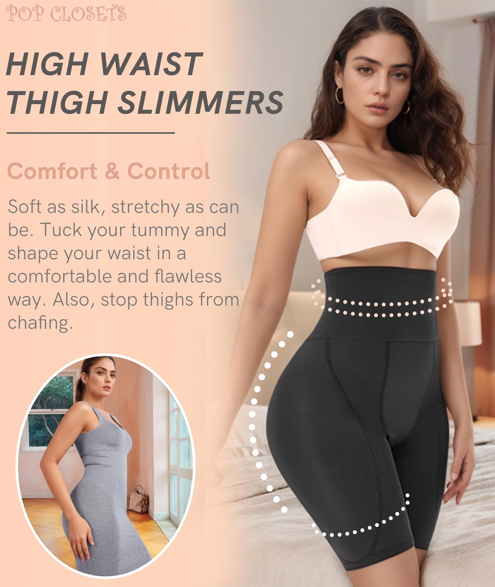 POP CLOSETS Women's Padded Shapewear Shorts - Hip Enhancer & Tummy Control Panties with Butt Pads for Bigger Booty | Comfortable Daily Wear & Special Occasion Outfits