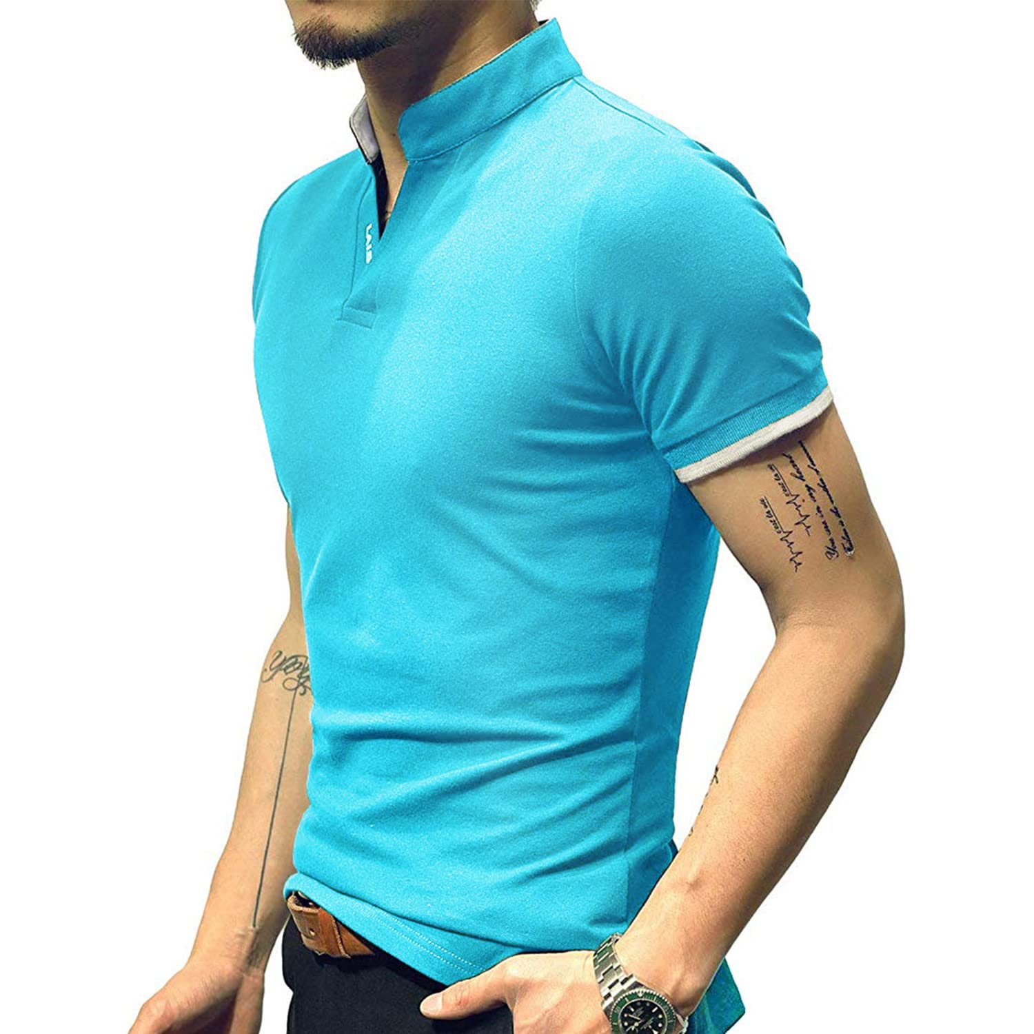 LOGEEYAR Men's Fashion Slim Fit Polo Shirt - Short & Long Sleeve Henley T-Shirt | Breathable Cotton Casual Shirt for Men | Perfect for Office, Dating & Weekend Outings