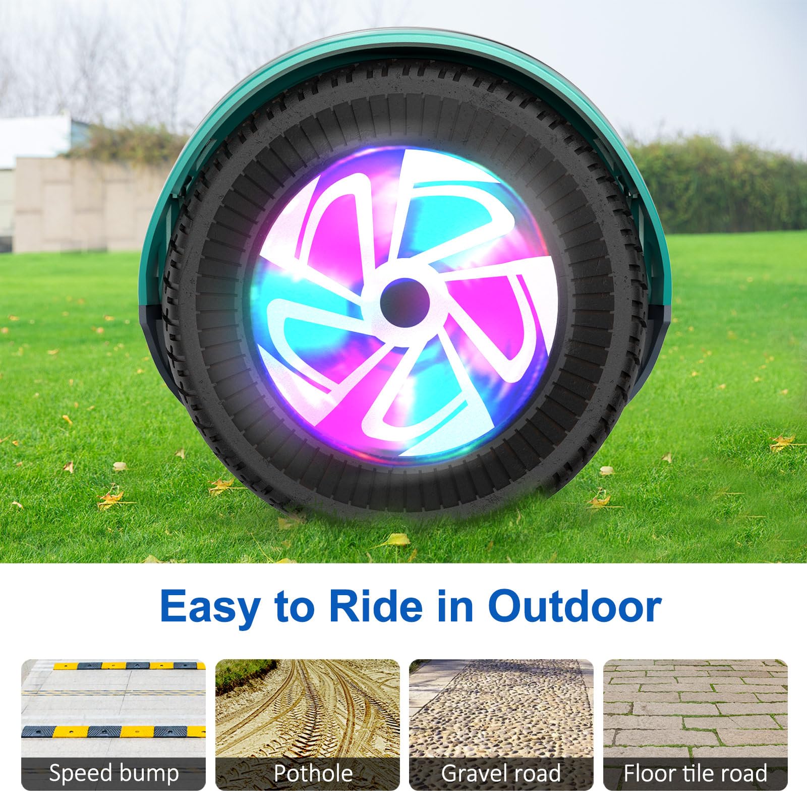 6.5 Inch Self Balancing Hoverboard with Bluetooth & LED Lights - Electric Scooter for Kids & Teens - Perfect for Commuting, Campus Rides & Outdoor Fun