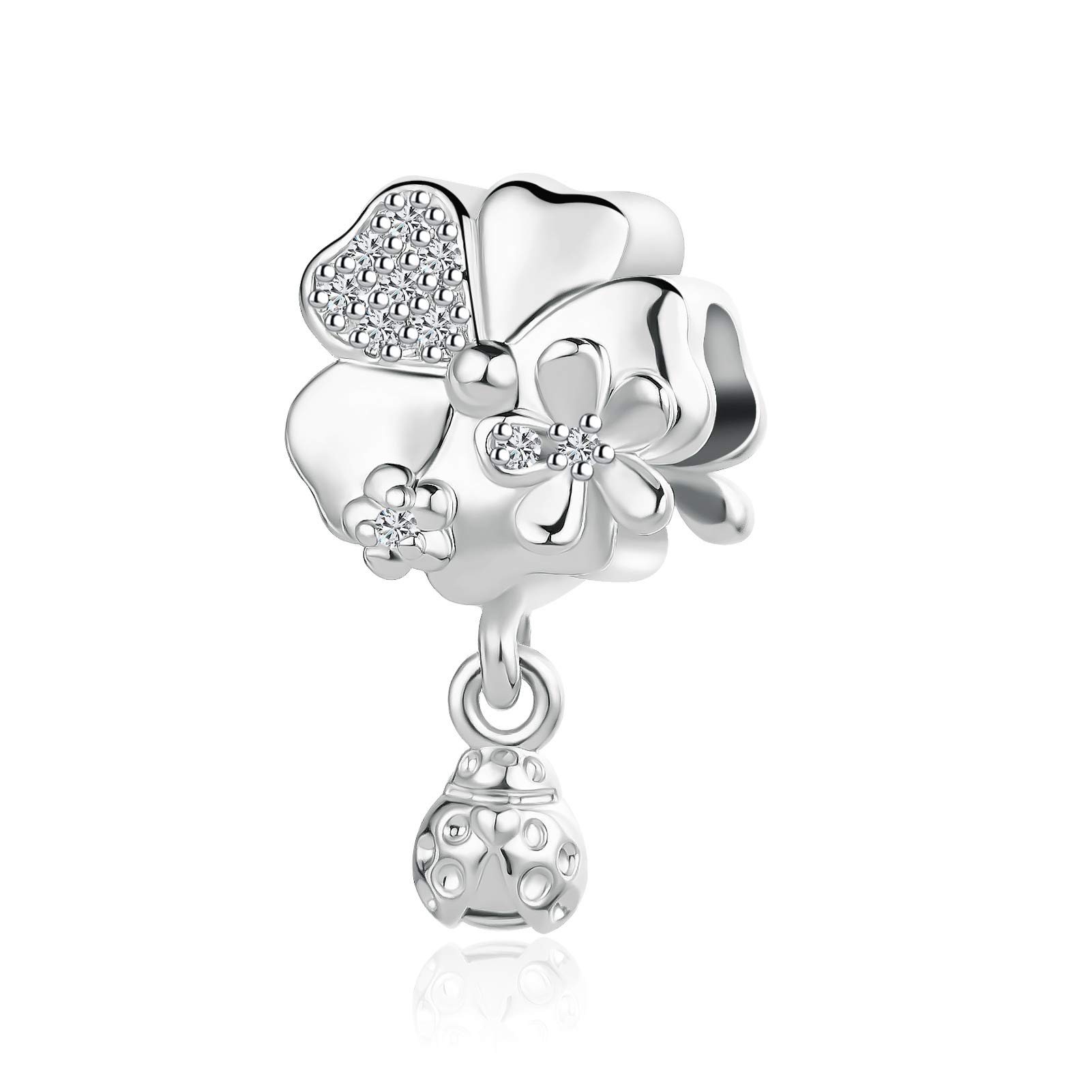 Pink Sparkling Flower Ladybug Butterfly Charms for Pandora Bracelets - Women's Birthday Jewelry Gifts - Perfect for Valentine's Day, Mother's Day & Anniversary Celebrations