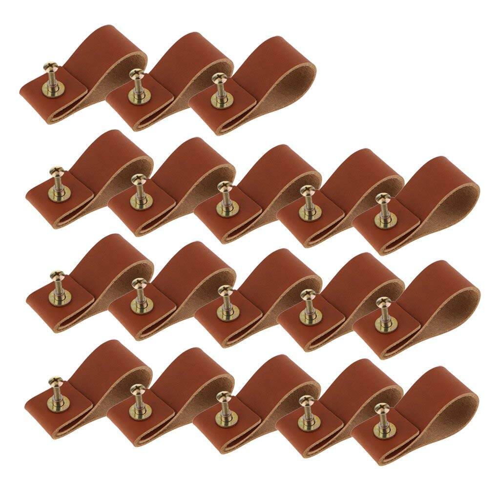 Minimalist Leather Cabinet Pulls 18x - Handmade Single Hole Drawer Knobs & Door Handles for Kitchen, Bathroom & Furniture (Modern Home Decor)