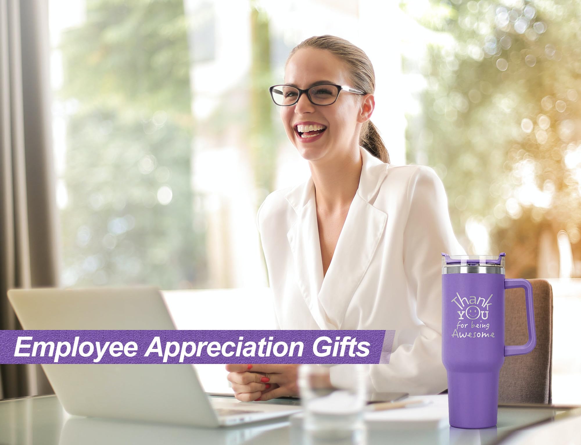 DLOCCOLD 40oz Purple Tumbler with Handle - Perfect Coworker, Teacher & Friend Gifts for Christmas, Birthday & Appreciation