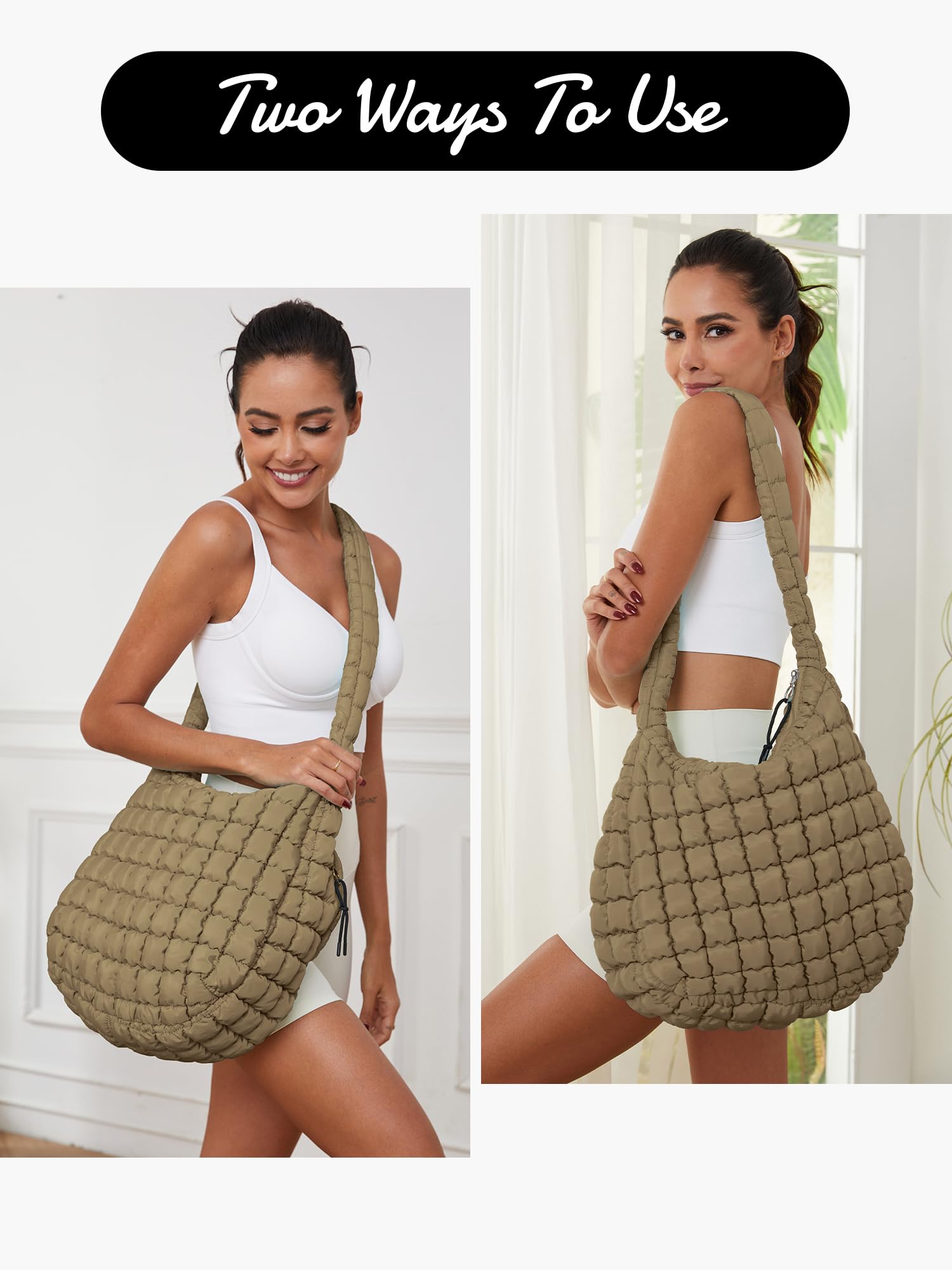 Quilted Puffer Shoulder Bag for Women - Trendy Padded Hobo Tote Bag 2025 | Stylish Winter Fashion Accessory for Daily Commute & Shopping