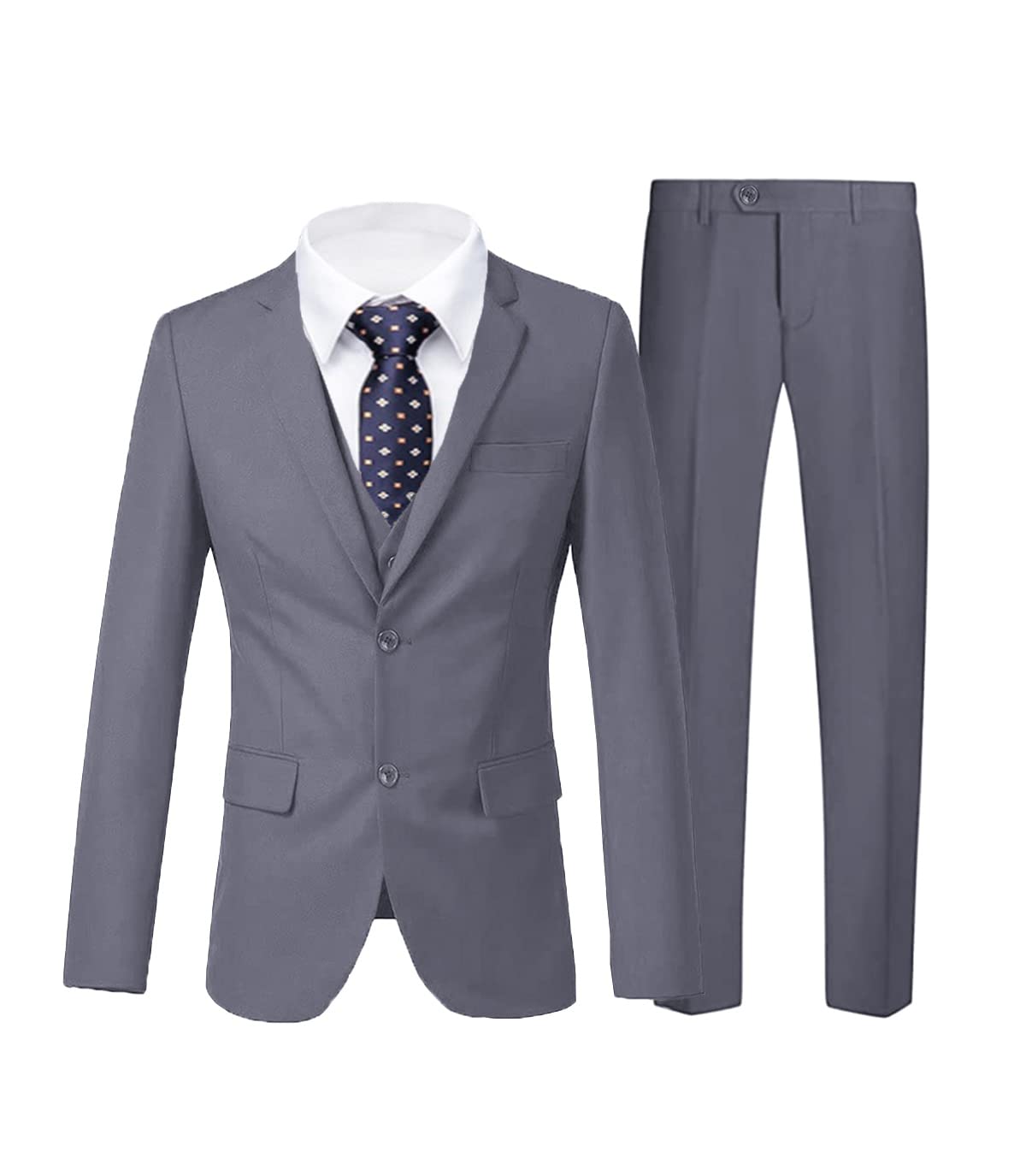 3 Piece Slim Fit Men's Suits for Wedding, Groomsmen & Prom - Notch Lapel Tuxedo Jacket with Pants & Vest Set - Perfect for Formal Events, Business Meetings & Special Occasions