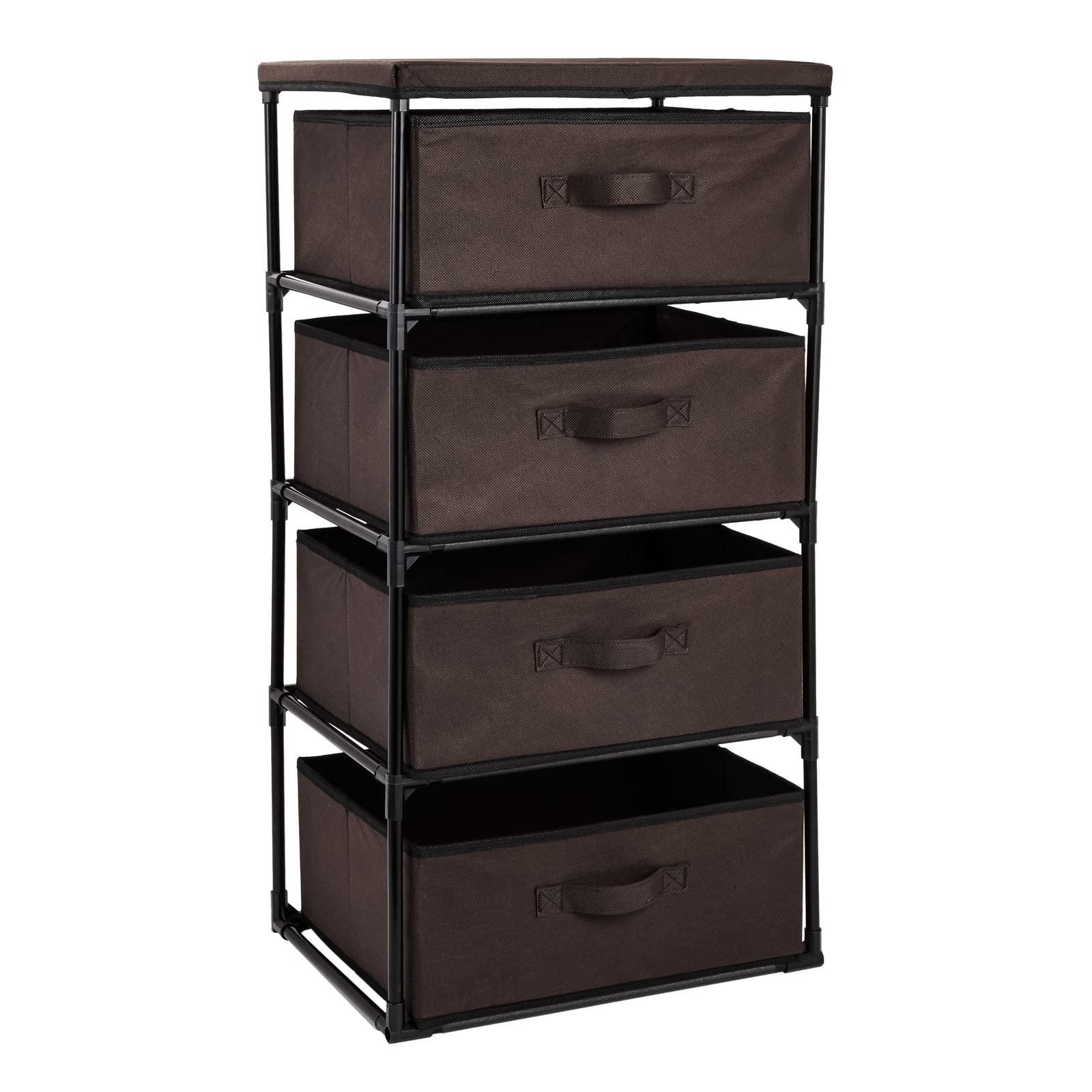 4-Tier Fabric Drawer Organizer for Clothes & Linens - Dark Brown (16.5x13x33in) - Perfect for Closet & Bedroom Storage