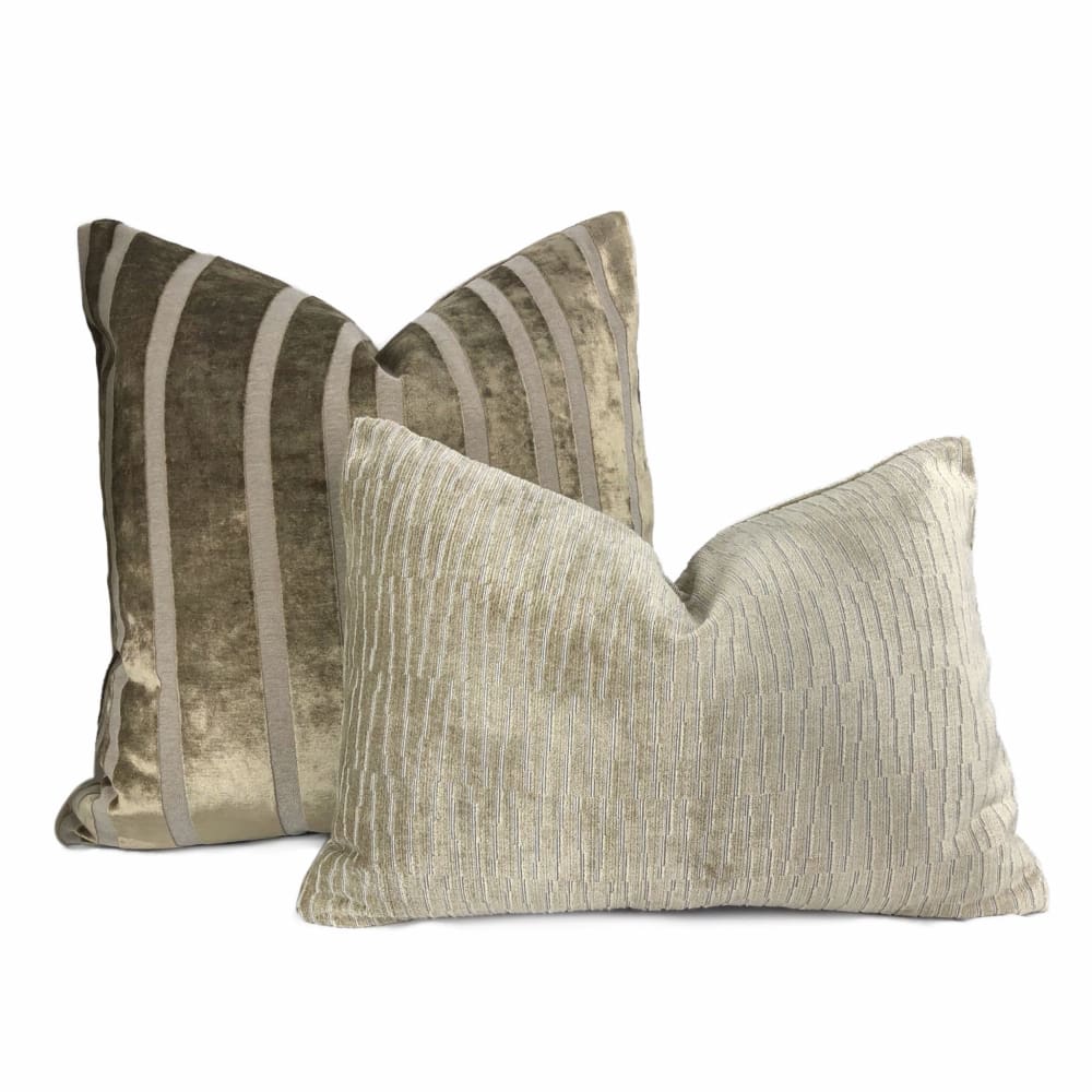 Manuel Canovas Bresis Taupe Zig Zag Velvet Pillow Cover - Luxury Velvet Cushion Case for Sofa, Bed & Home Decor - Soft & Stylish Throw Pillow Cover for Living Room, Bedroom & Dorm