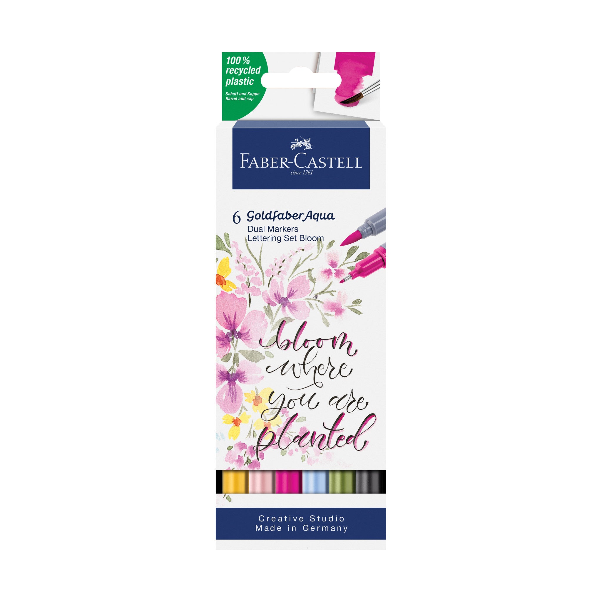 Goldfaber Aqua Dual Tip Brush Markers - 6-Pack Lettering Set for Calligraphy, Hand Lettering & Art Projects (Perfect for Bullet Journals, Scrapbooking & DIY Crafts) #164524