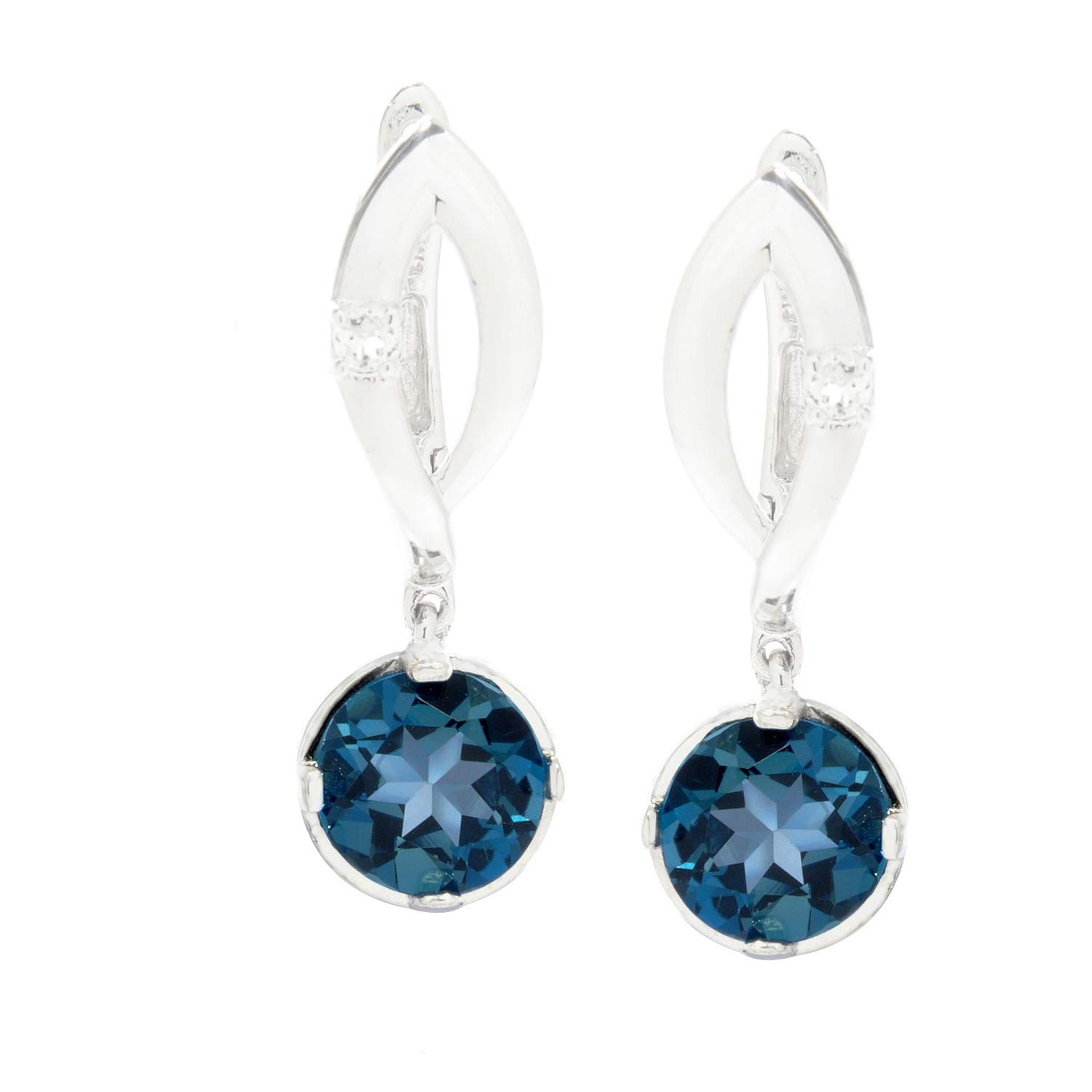 925 Sterling Silver London Blue Topaz Dangle Earrings for Women - December Birthstone Round Statement Jewelry - Perfect Birthday Gift for Her, Wedding, Party & Special Occasions