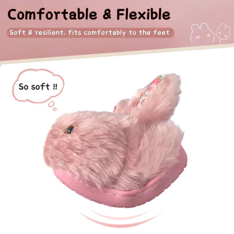 Soft Plush Bunny Slippers for Toddlers - Anti-Slip Indoor/Outdoor Winter Slippers for Girls & Boys | Cozy Kids House Shoes for Playtime & Bedtime
