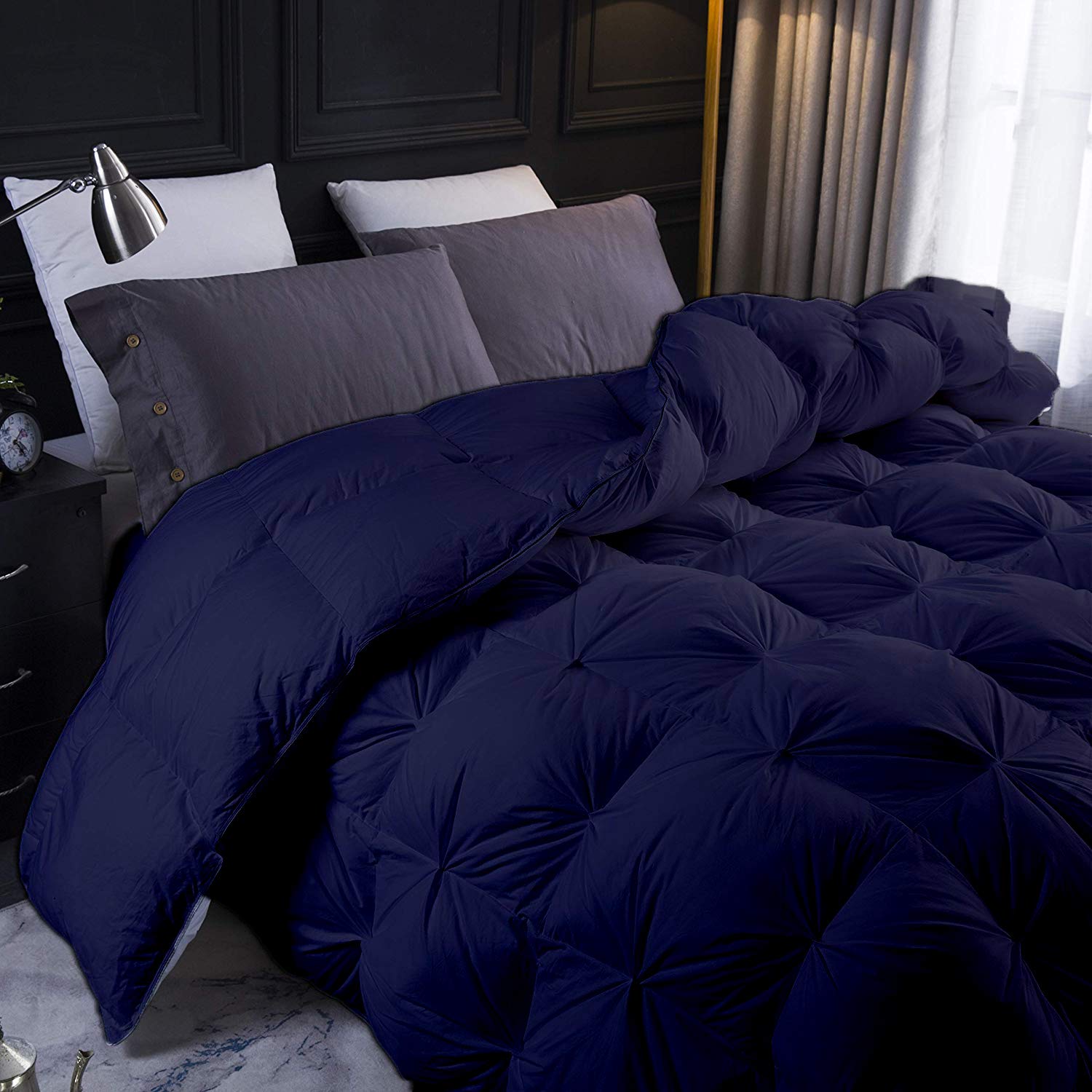 Premium 600 GSM Navy Blue All-Season Down Comforter - Eastern King Size 118