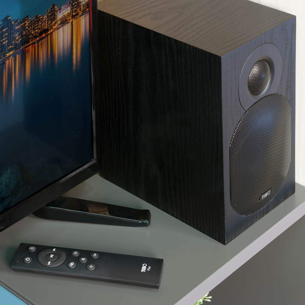 TIBO Plus 1.1 Active HiFi Bookshelf Bluetooth Speakers - Premium UK Designed Wireless Bookshelf Speakers for Home Audio, Gaming & Music - Black | Perfect for Living Room, Bedroom & Office Use