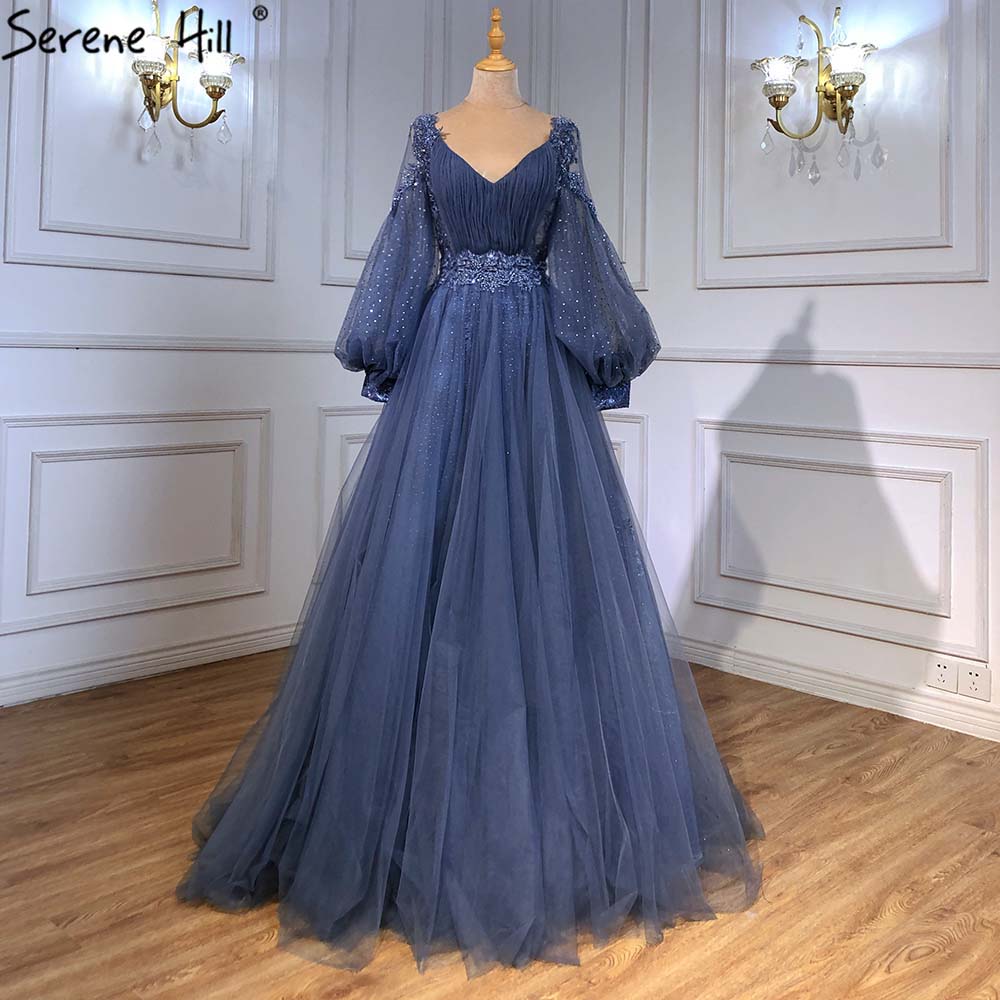 Elegant Green Lantern Sleeve Evening Gowns for Women - 2025 A-Line Beaded Luxury Wedding & Party Dresses | Perfect for Formal Events, Galas, and Special Occasions