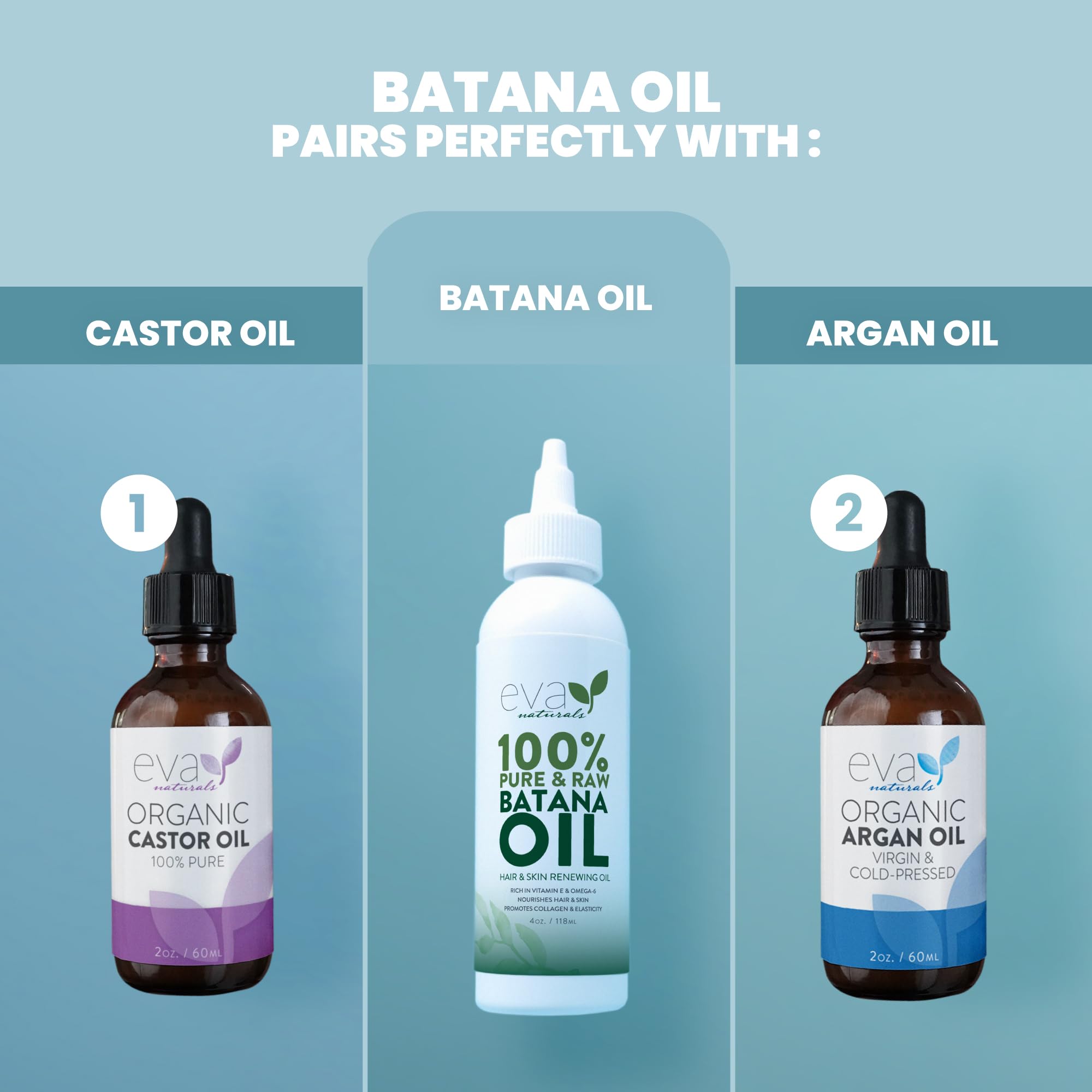 Eva Naturals 100% Pure Batana Oil for Hair Growth, Scalp Care, Skin & Beard Treatment - 100% Unrefined Cold-Pressed Oil from Honduras - Natural Moisturizer for Dry Hair & Skin | Perfect for Daily Hair Care Routine & Beard Maintenance