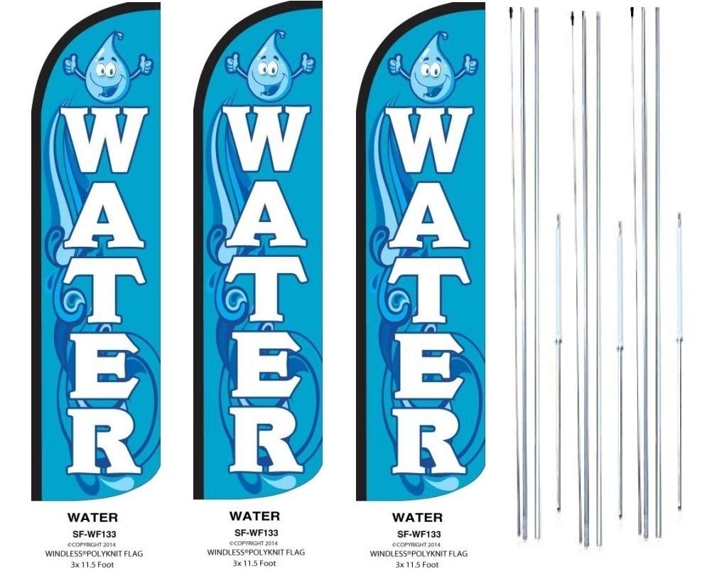 WATER King Flag - 3 Pack with Complete Hybrid Pole Set for Outdoor, Garden, and Sports Events | Durable & Weather-Resistant