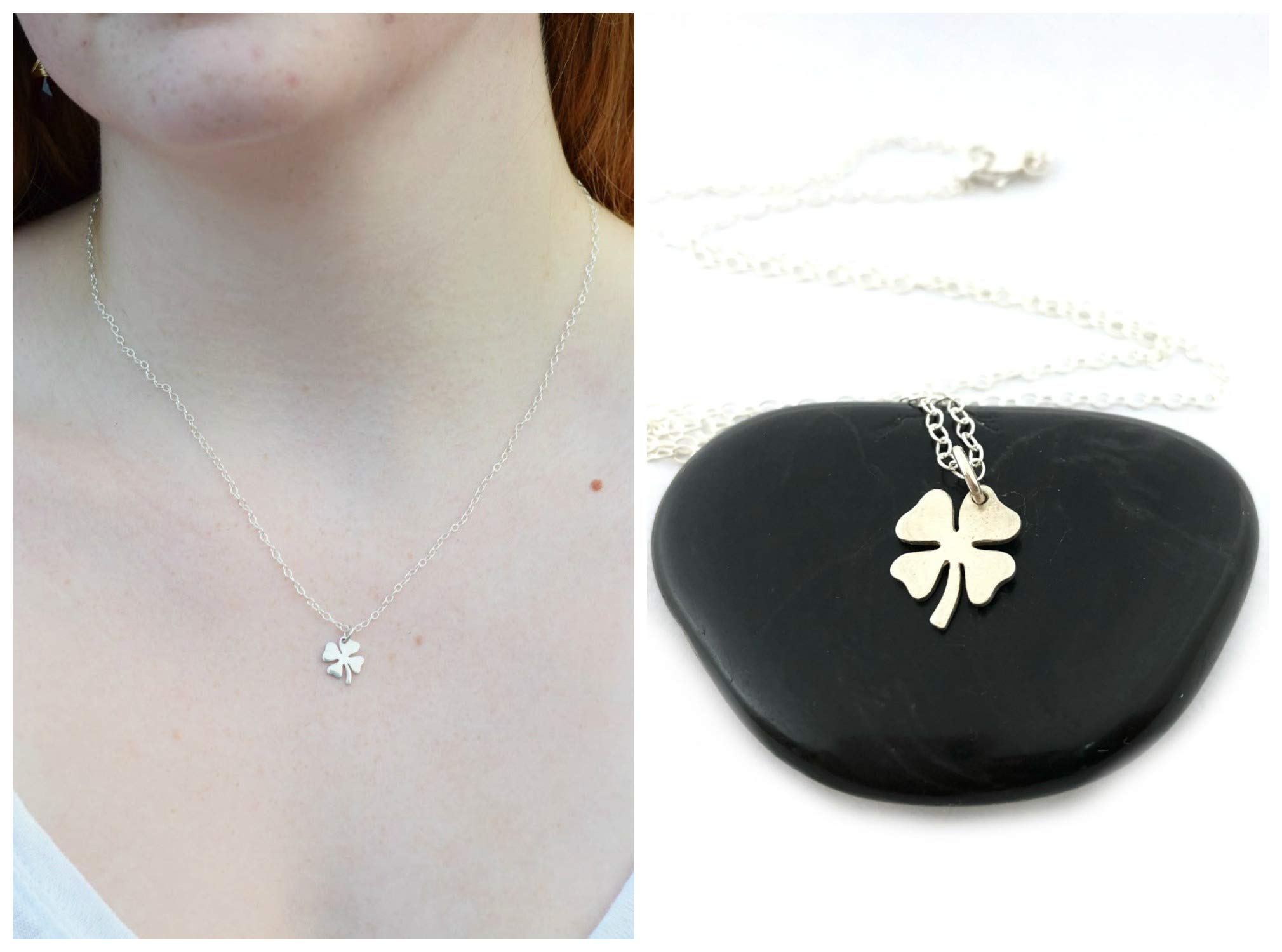 Four Leaf Clover Charm Necklace - Sterling Silver Pendant for Good Luck & Protection | Irish Jewelry Gift for Women | Perfect for St. Patrick's Day & Everyday Wear
