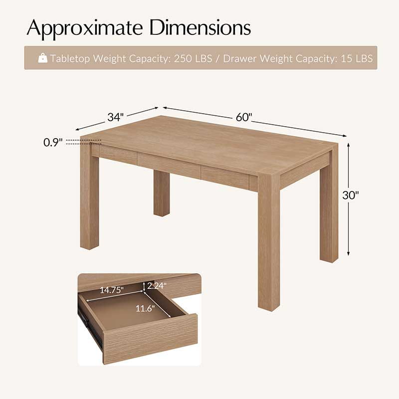 Stylish Hilaria Solid Wood Dining Table with Sturdy Thick Wooden Legs - Perfect for Family Gatherings & Dinner Parties