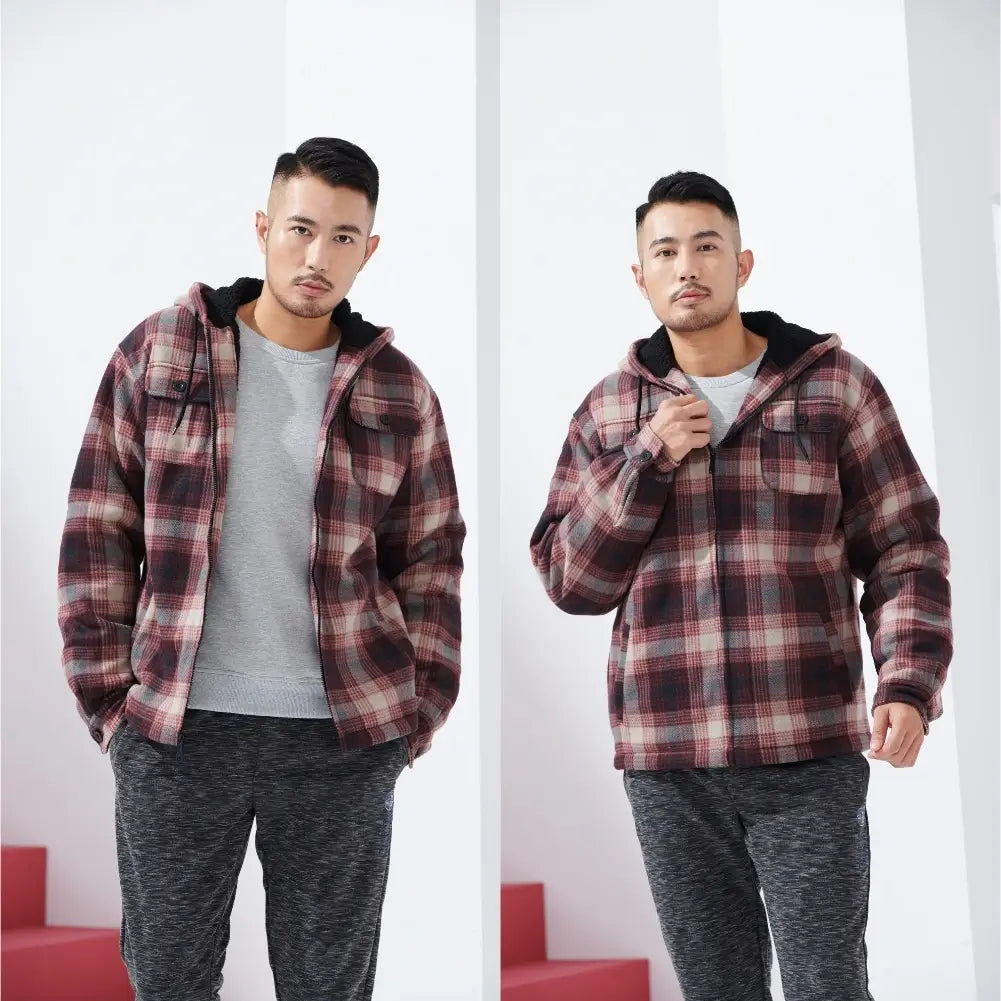 Men's Plaid Sherpa Lined Jacket - Warm Winter Flannel Shirt Jacket for Outdoor Activities & Casual Wear