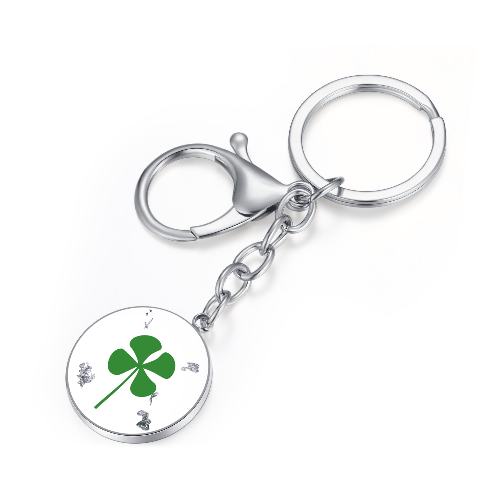 Lucky Four Leaf Clover Keychain - Irish Shamrock Pendant for St. Patrick's Day - Green Good Luck Charm Keyring for Gifts, Home Decor & Everyday Carry