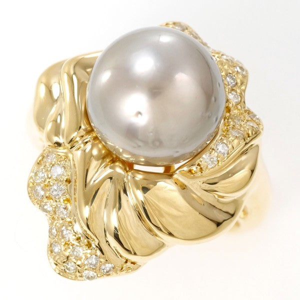 18K Yellow Gold Black Tahitian Pearl Diamond Ring for Women - Elegant Wedding, Engagement, Anniversary Jewelry Gift - Perfect for Special Occasions & Evening Events
