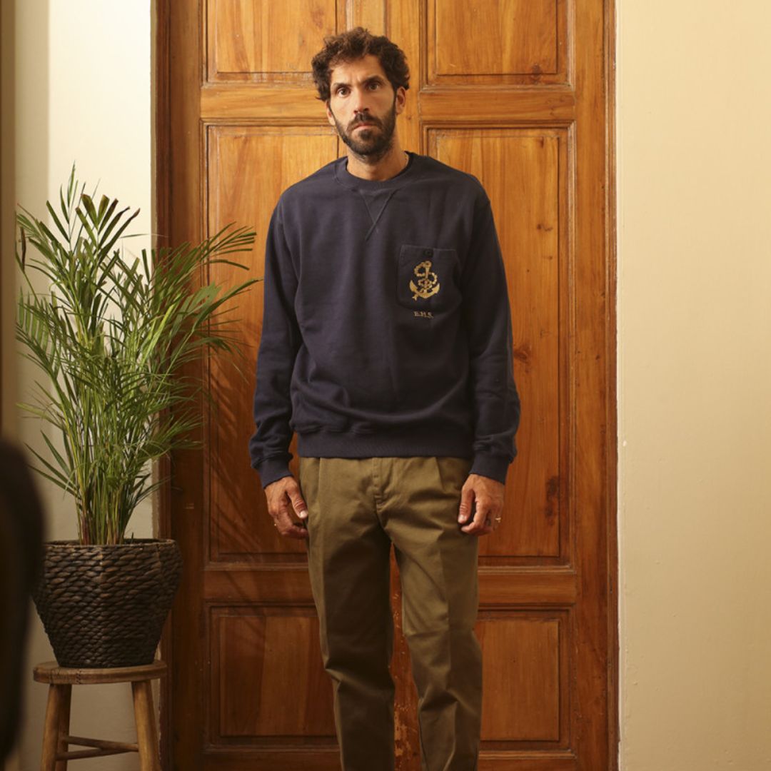 Andrew 230 One Pocket Sweatshirt for Men - Comfortable Blue Pullover Hoodie - Casual Wear, Lounge & Outdoor Activities
