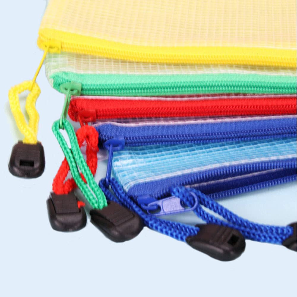 5PCS A6 Zippered Mesh Pouch - Waterproof Document Storage Bags for Office Supplies, Travel & Organization | Small Zipper Envelope File Folders for School, Home & Business Use