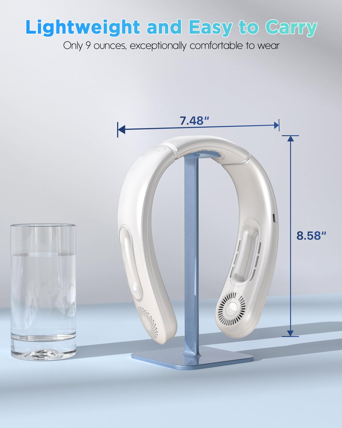 Hands-Free Bladeless Neck Fan - Portable Rechargeable 5200mAh USB Wearable Personal Fan with 4 Speeds & 360° Cooling - Quiet Operation for Women, Travel, Outdoor, Office, Gym, and Summer Activities