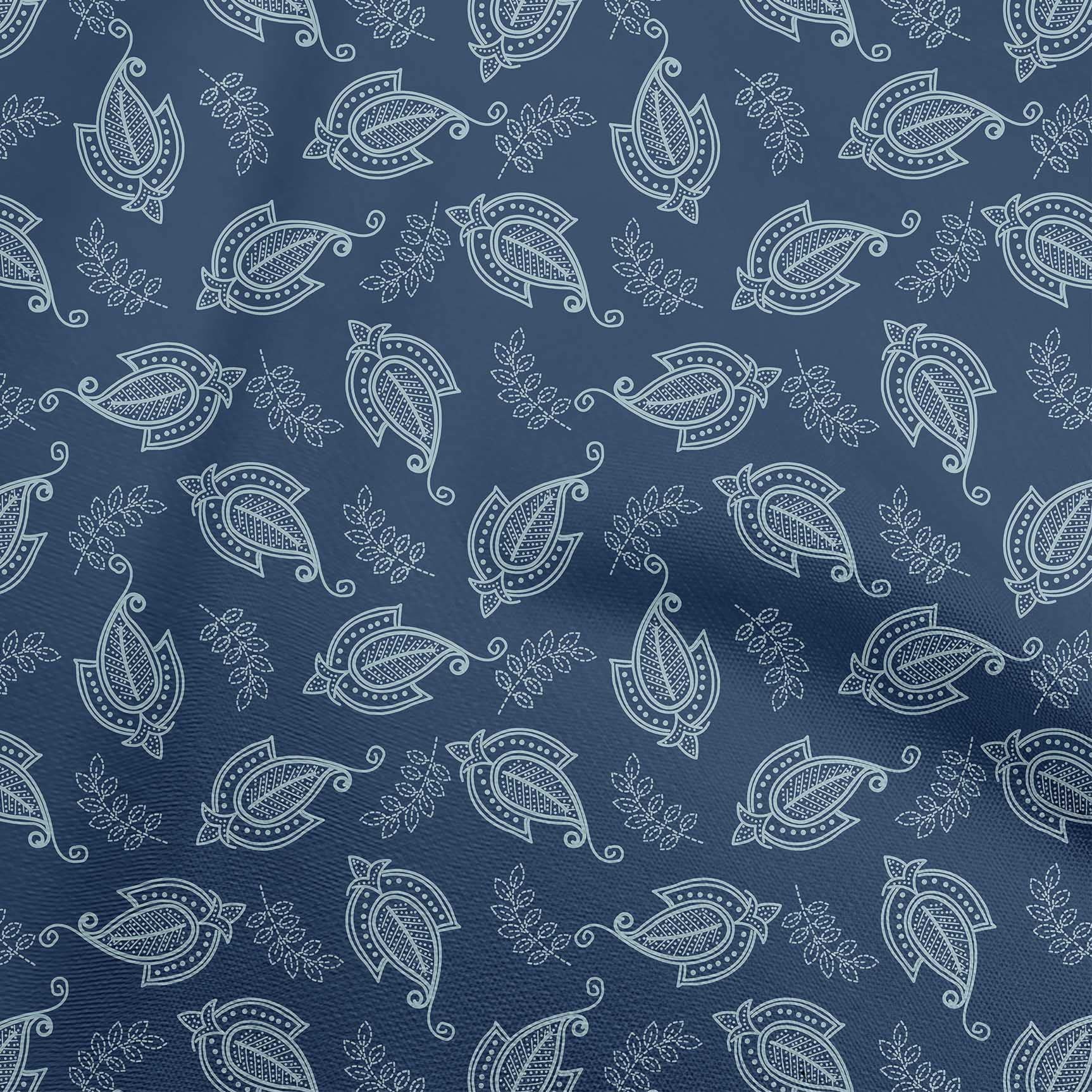 Premium Cotton Poplin Blue Paisley Fabric by The Yard - 42 Inch Wide for DIY Clothing, Quilting & Home Decor | Printed Sewing Supplies for Dresses, Curtains & Crafts